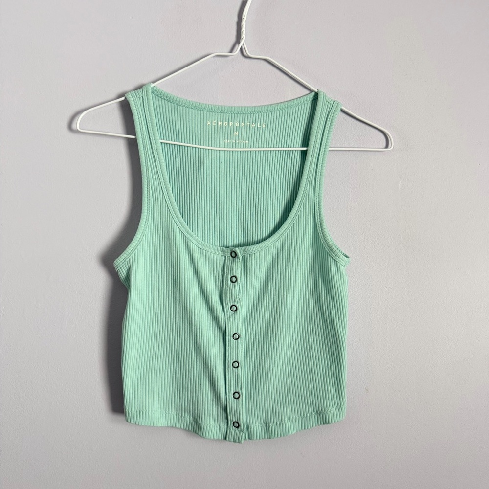 Aeropostale Mint Buttoned Tank Top